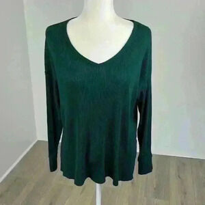 American Eagle Green Long Sleeve Ribbed Top Size XS